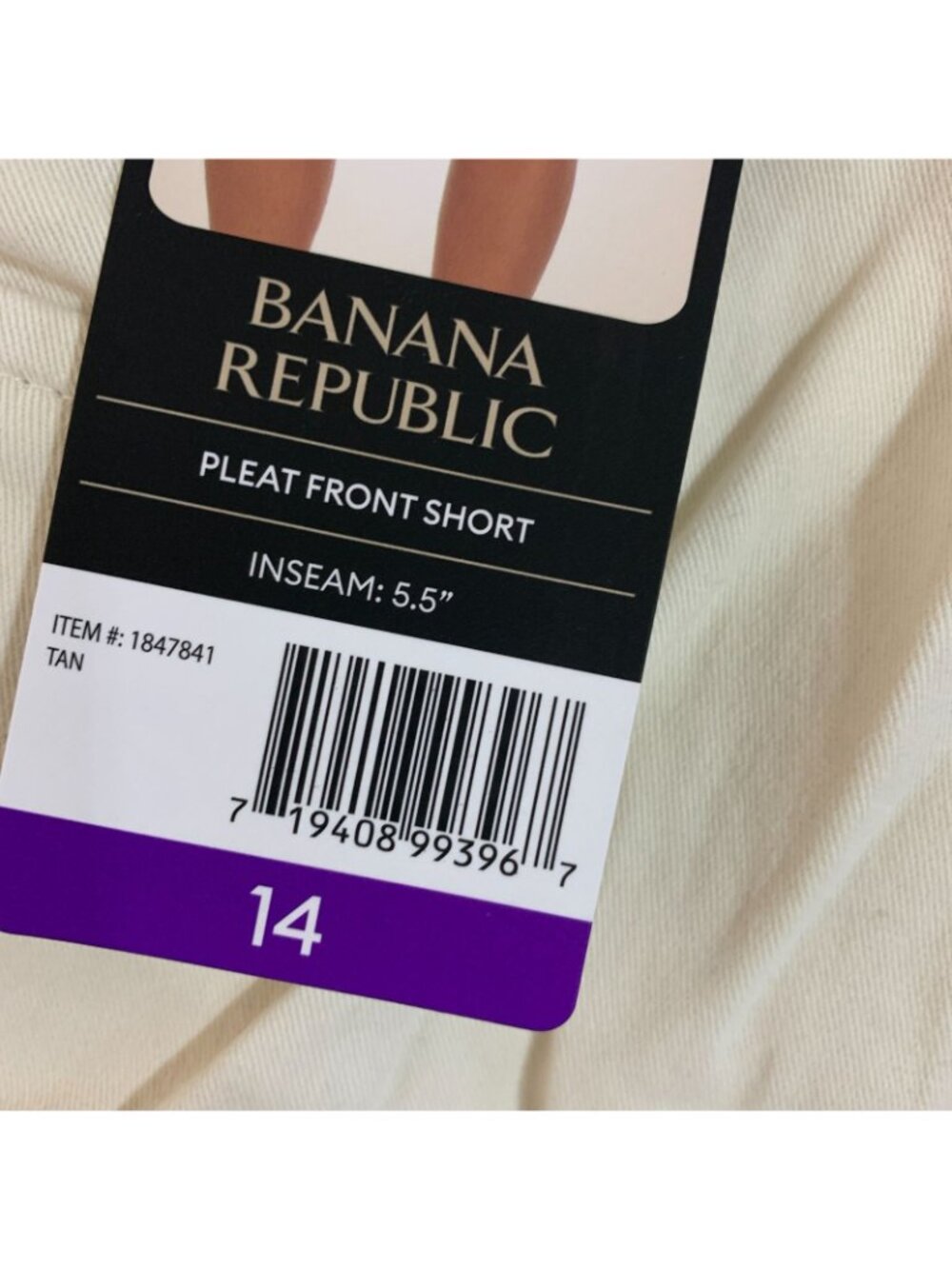 NWT Banana Republic Women's 14 Beige Tan Pleat Front Chino Shorts 5.5" Inseam - Picture 9 of 11